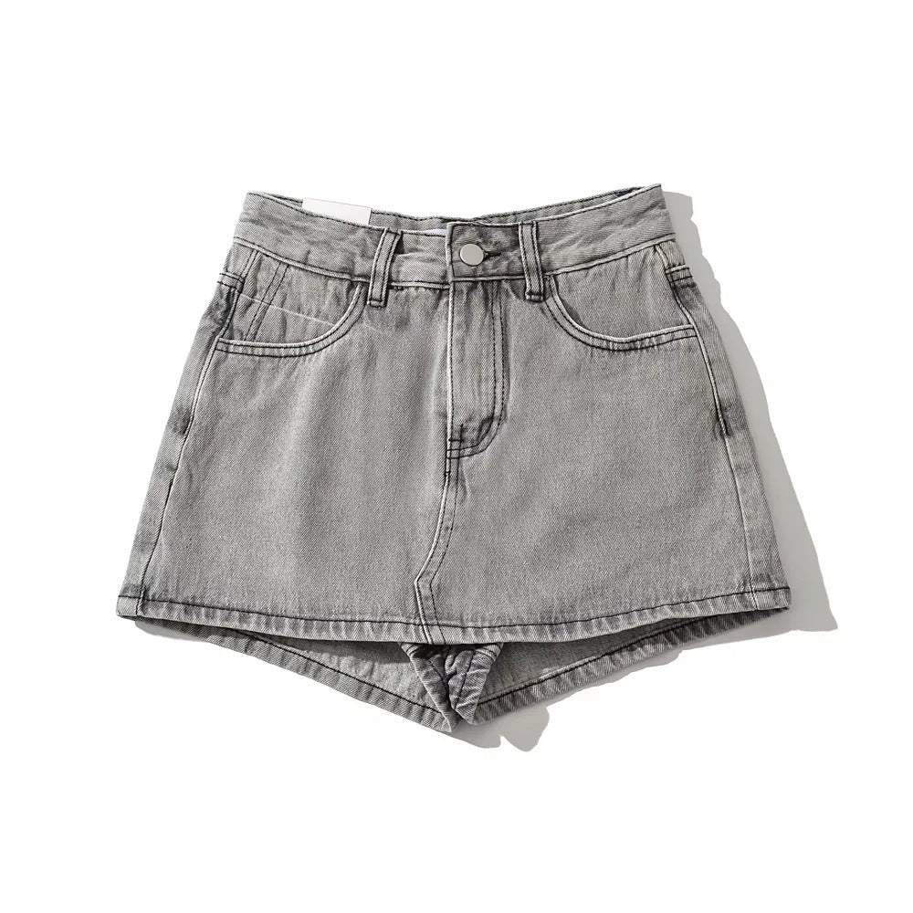 Summer High Waist Slim-fit Splicing Ultra-short Denim Leggings Female Girl Skinny Pants