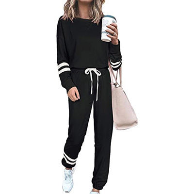 Women's Plus Size Loose-fitting Solid Color Other Long Sleeves Casual Suit