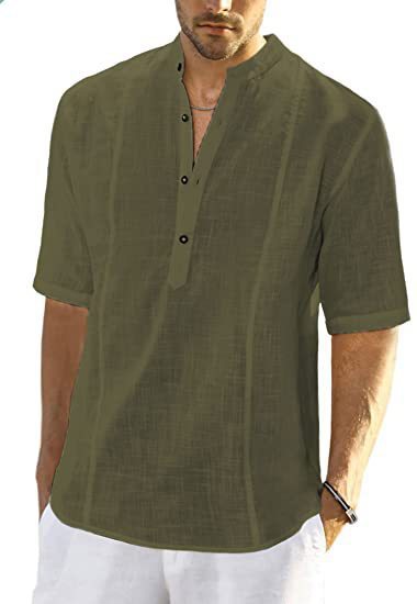 Men's Slim Fit Comfort Casual Linen Half Sleeve Shirt