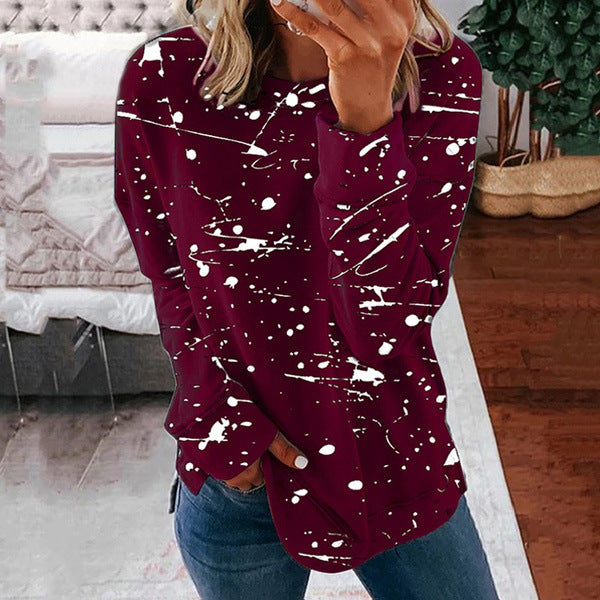 Stitching Color Temperament Commute Round Neck Long Sleeve Casual Loose Women Sweater