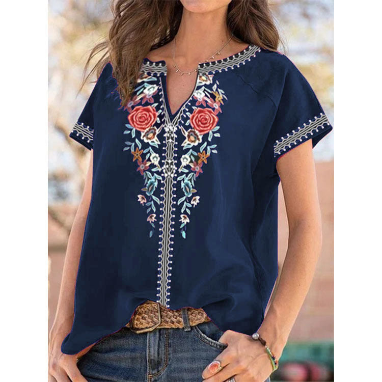 Summer Loose Print Short Sleeve Top Women's T-shirt