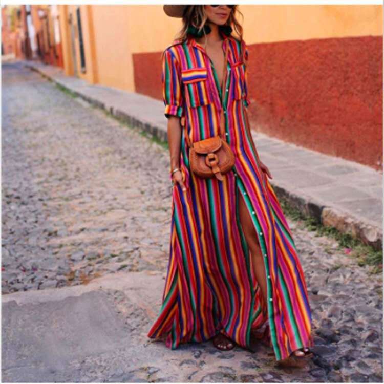 Casual Ol Commuting Innovative Women's Striped Printed Dress