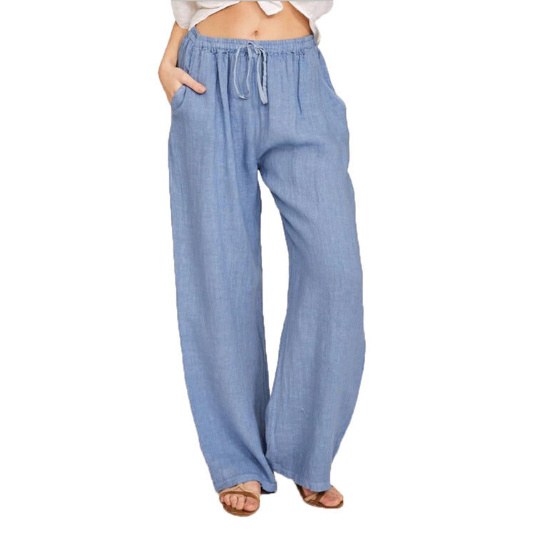 Hemp Blended Women's Plus Size Loose Cotton Linen Casual Pants