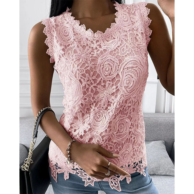 Slim Fit Women's Summer Top Vest Lace Shirt