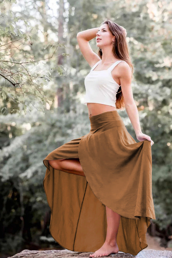 Solid Color Women's Ruffled Irregular Elegant Summer Wear Fashion Skirt