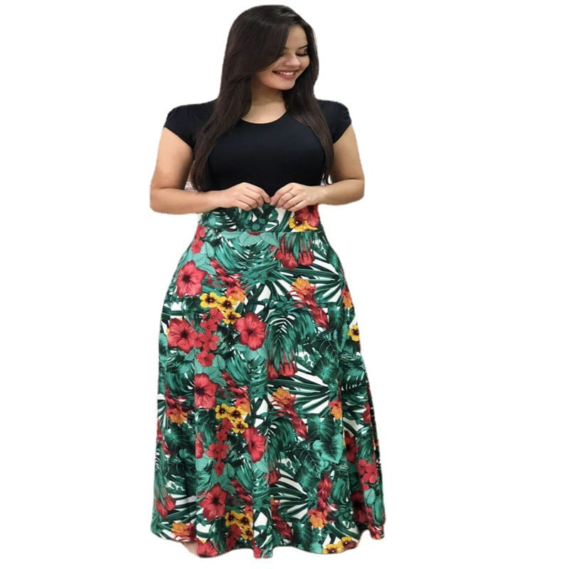 Women's Summer Digital Temperament Commute Multicolor Printing Round Neck Long Sleeve Short Dress