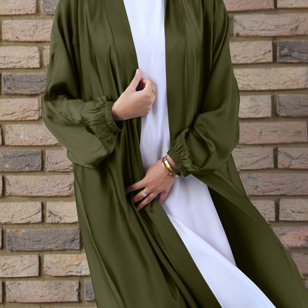 Women's Casual Swing Plus Size Cardigan Robe Drawstring Sleeve Dress