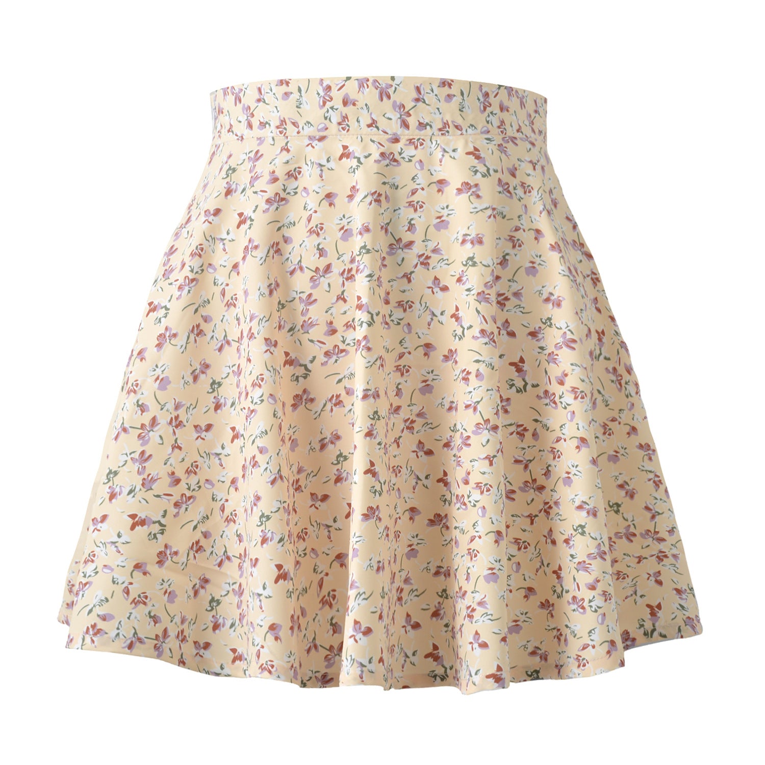 Women's Floral Sweet High Waist Invisible Zipper Chiffon Printed Short Skirt