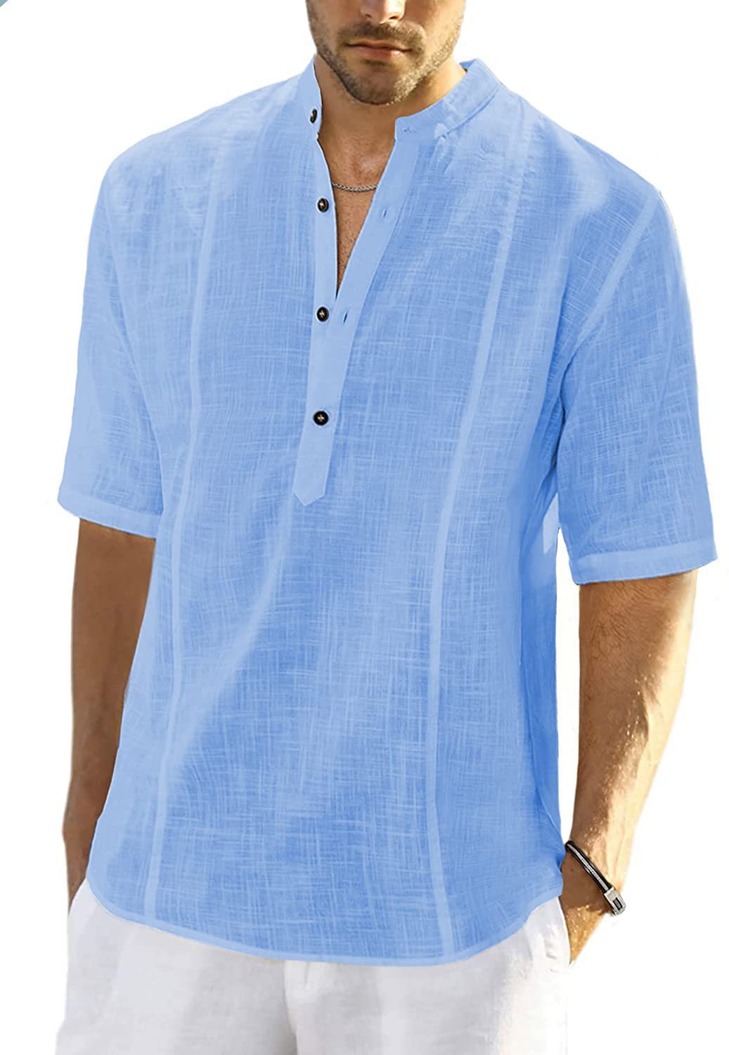 Men's Slim Fit Comfort Casual Linen Half Sleeve Shirt