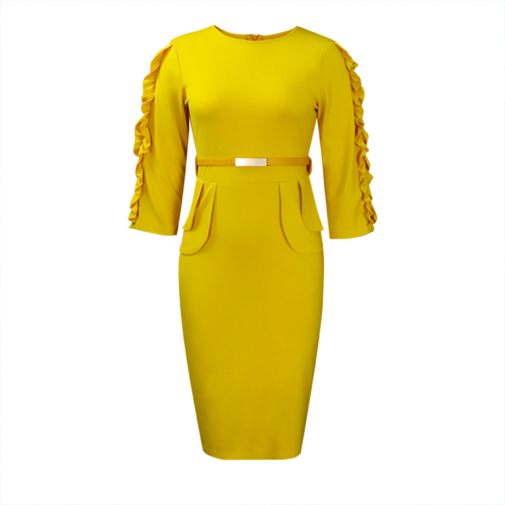 High Waist Women's Temperament Commute Plus Size Dress