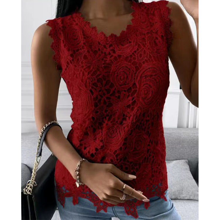 Slim Fit Women's Summer Top Vest Lace Shirt