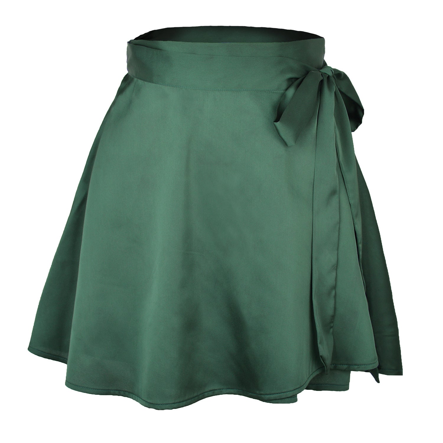Summer Solid High Waist Sweet Fashion Lace-up Chiffon Satin Wrap Skirt