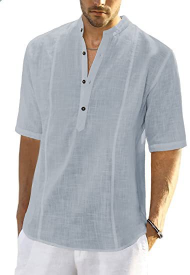 Men's Slim Fit Comfort Casual Linen Half Sleeve Shirt