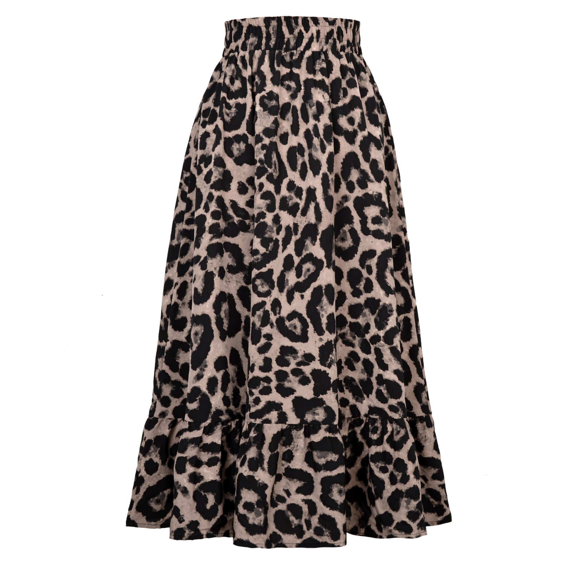 Women's Sexy Leopard Chiffon Print High Waist Skirt Loose Swing Dress