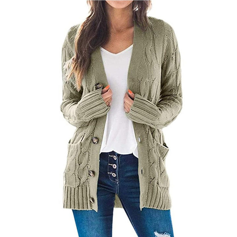 Large Long Sleeve Size Cardigan Knitted Women's Mid-length Coat