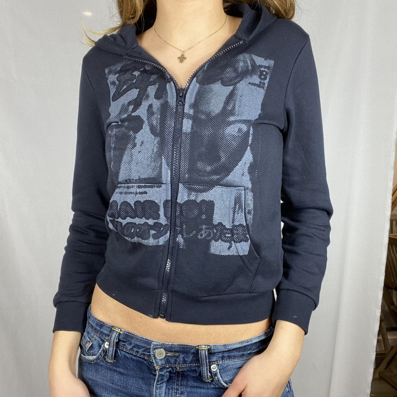 Figure Polyester Fiber Printing Street Fashion Hooded Coat Sweatshirt Women's Cardigan