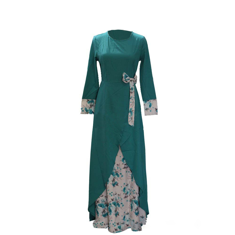 Round Neck Women's Muslim Retro Long Sleeve Dress