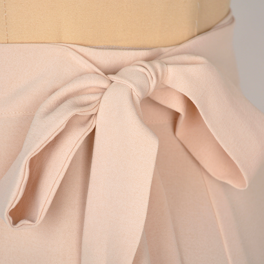 Fresh And Sweet Summer Self-tie Irregular Solid Skirt Women's Dress