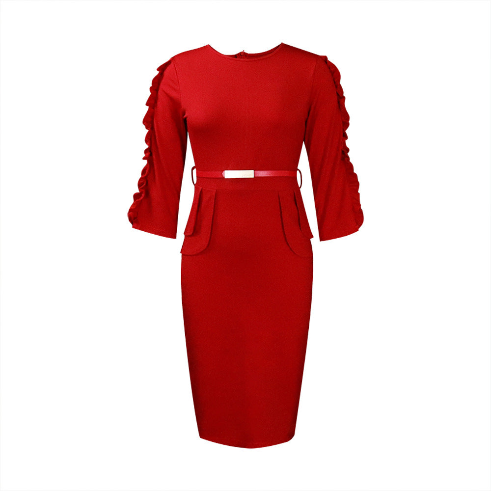 High Waist Women's Temperament Commute Plus Size Dress