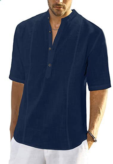 Men's Slim Fit Comfort Casual Linen Half Sleeve Shirt