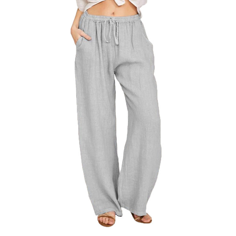 Hemp Blended Women's Plus Size Loose Cotton Linen Casual Pants