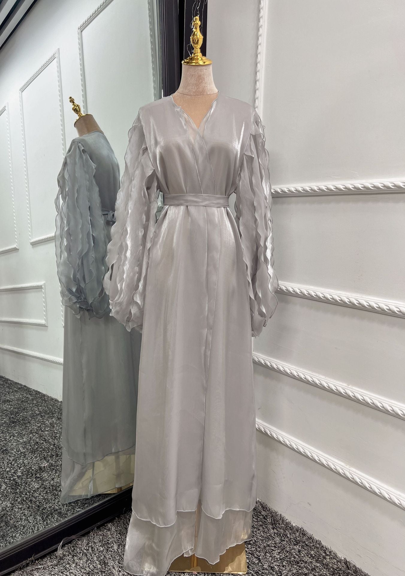 Bubble Temperament Commute Petal Sleeve Cardigan Summer Elegant Dress